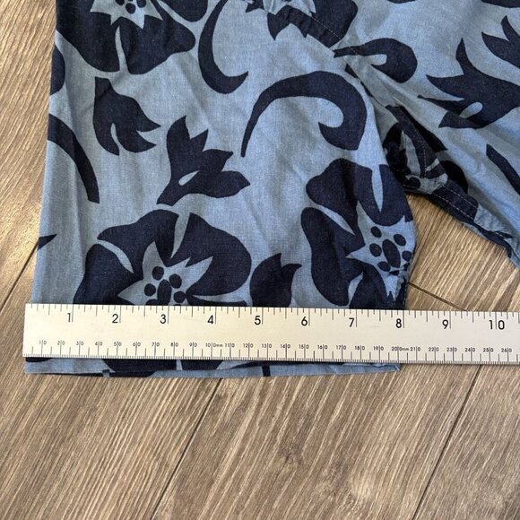 Sonoma Mens L Hawaiian Button Down Shirt Blue Aloha Tropical Camp Beach Flowers - Picture 7 of 14